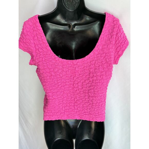 Anthropologie Maeve Socialite Popcorn Tee Magenta Pink Size S Barbiecore Girly - Picture 6 of 11